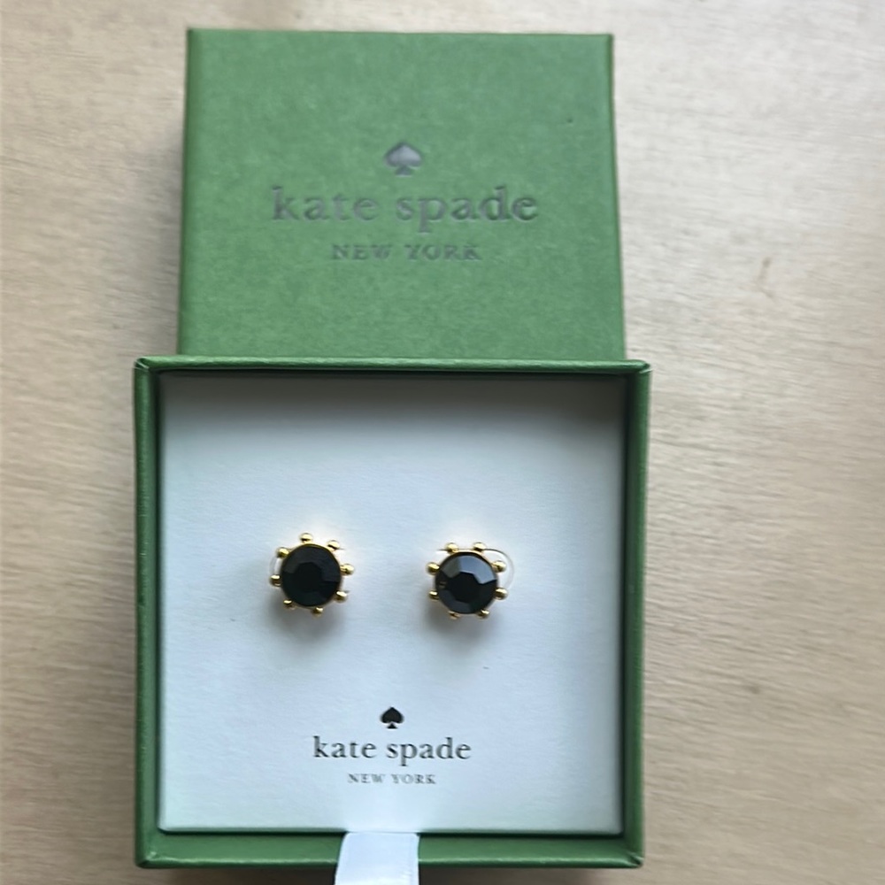 NWOT- Kate Spade New York Black and Gold Color Stud Earrings